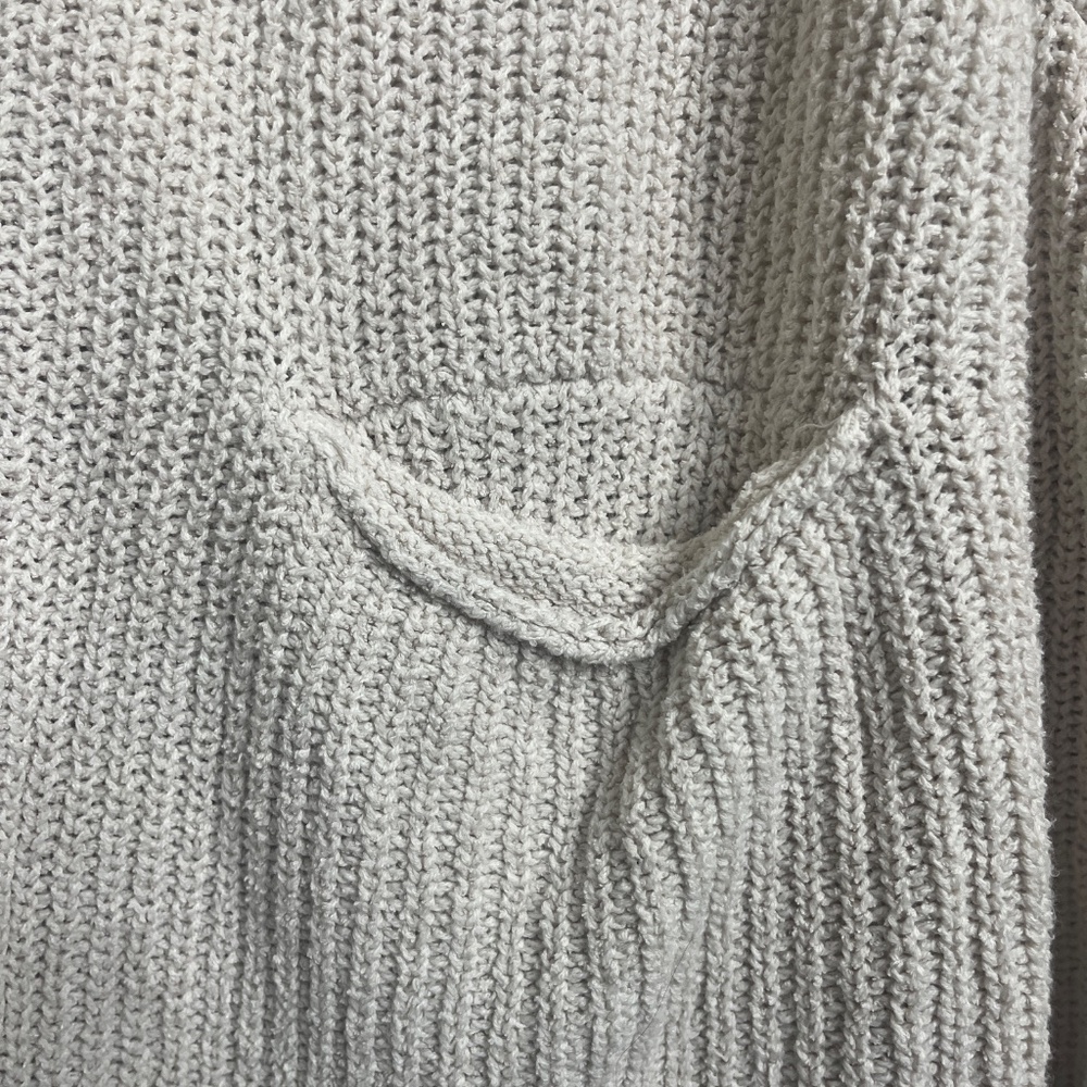 Free People Hooded Knit Cardigan Cream Open Front Draped Sweater Size M/L - Picture 9 of 10